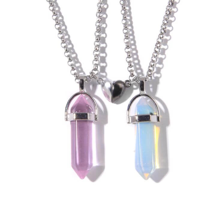 Crystal Pendant Necklaces with Magnetic Heart Clasp